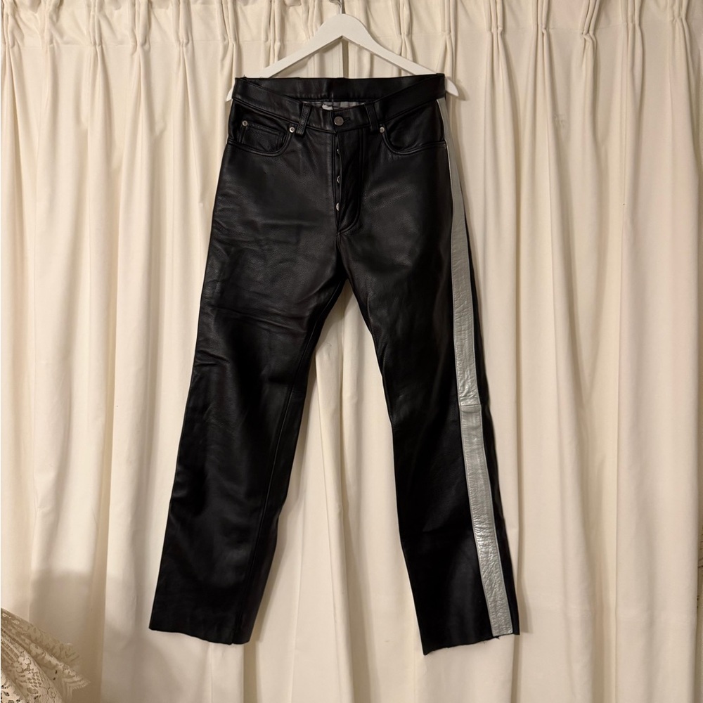 Vintage Tom of Finland Black and Silver Leather Pants 34